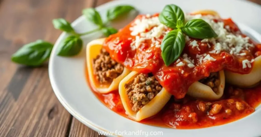 Ground beef and pasta shells tips